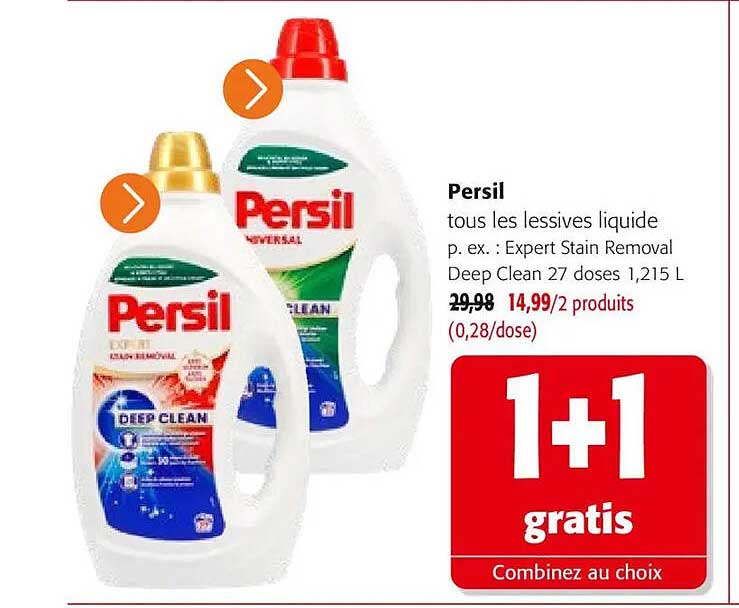 Persil tous les lessives liquide p. ex. : Expert Stain Removal Deep Clean 27 doses 1,215 L