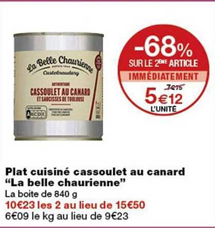 Plat cuisiné cassoulet au canard “La belle chaurienne”