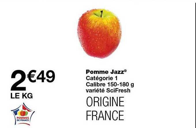 Pomme Jazz® Catégorie 1 Calibre 150-180 g variété SciFresh ORIGINE FRANCE