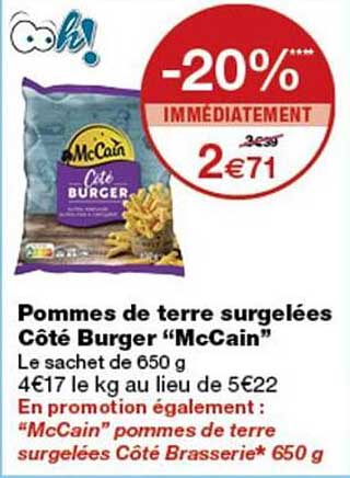 Pommes de terre surgelées Côté Burger "McCain"
