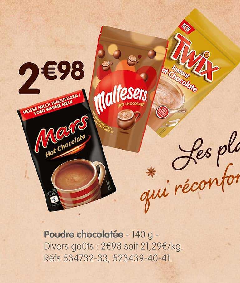 Poudre chocolatée - 140 g - Divers goûts