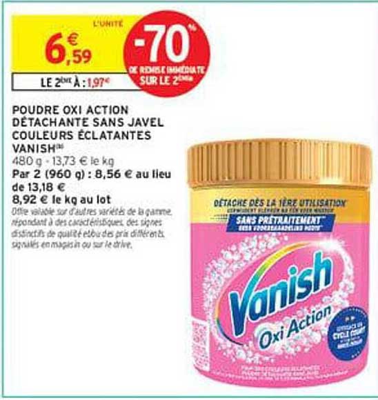 POUDRE OXI ACTION DÉTACHANTE SANS JAVEL COULEURS ÉCLATANTES VANISH