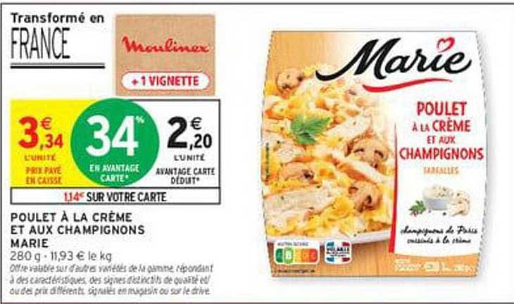 POULET A LA CREME ET AUX CHAMPIGNONS MARIE