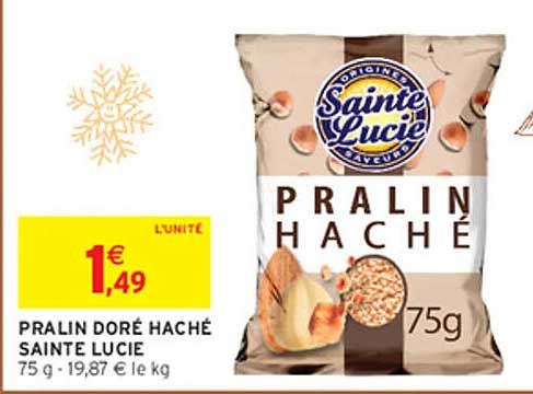 PRALIN DORÉ HACHÉ SAINTE LUCIE 75 g