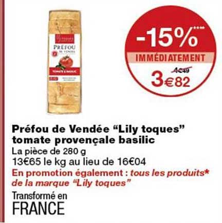 Préfou de Vendée “Lily toques” tomate provençale basilic