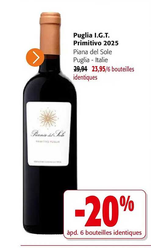 Puglia I.G.T. Primitivo 2025 Piana del Sole Puglia - Italie