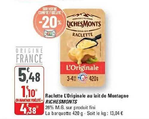 Raclette L'Originale au lait de Montagne RICHEMONTS