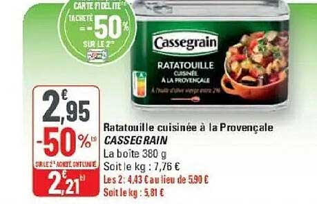 Ratatouille cuisinée à la Provençale CASSEGRAIN