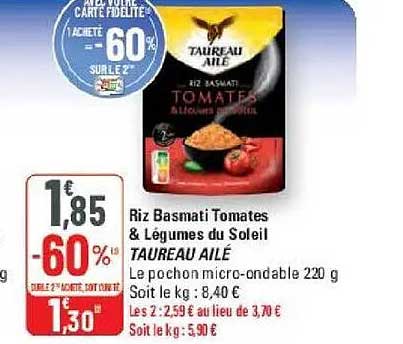 Riz Basmati Tomates & Légumes du Soleil TAUREAU AILÉ
