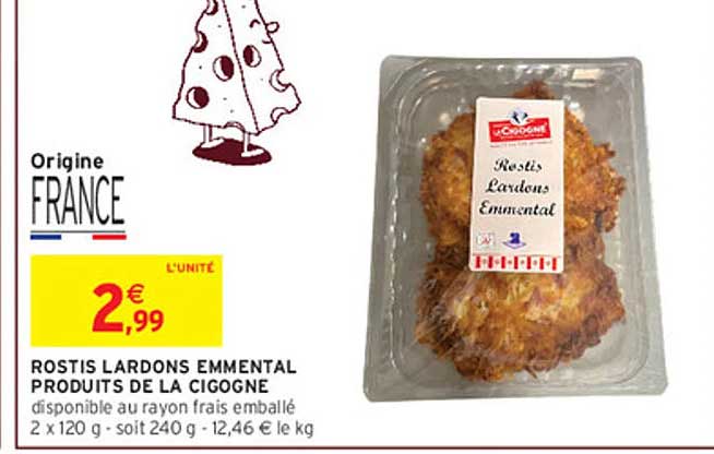 ROSTIS LARDONS EMMENTAL PRODUITS DE LA CIGOGNE