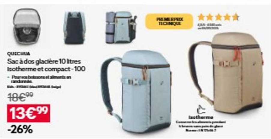 Sac à dos glacière 10 litres isotherme et compact -100