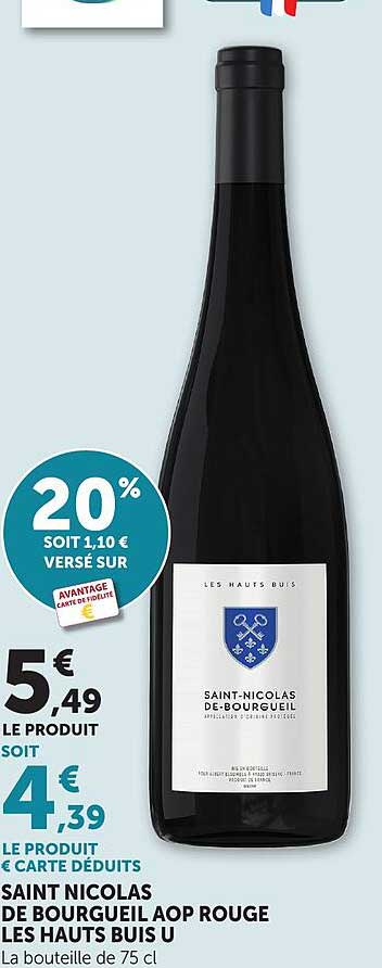 SAINT NICOLAS DE BOURGUEIL AOP ROUGE LES HAUTS BUIS 1 L