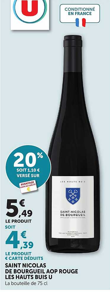 SAINT NICOLAS DE BOURGUEIL AOP ROUGE LES HAUTS BUIS U
