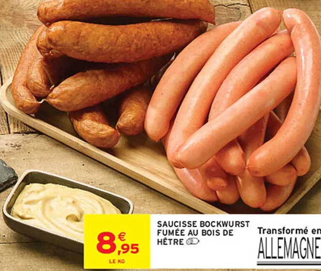 SAUCISSE BOCKWURST FUMÉE AU BOIS DE HÊTRE