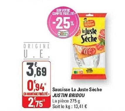 Saucisse La Juste Sèche JUSTIN BRIDOU