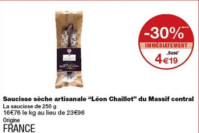 Saucisse sèche artisanale “Léon Chaillot” du Massif central