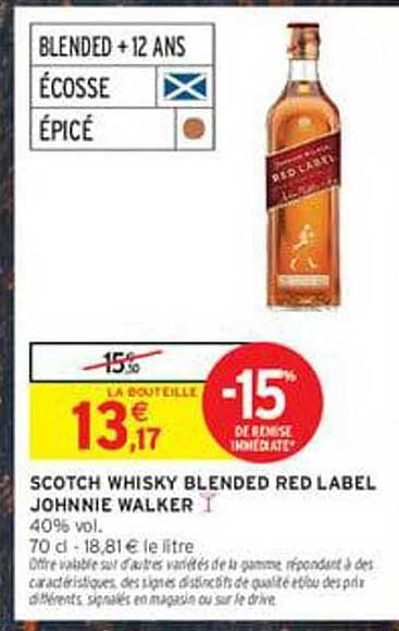 SCOTCH WHISKY BLENDED RED LABEL JOHNNIE WALKER