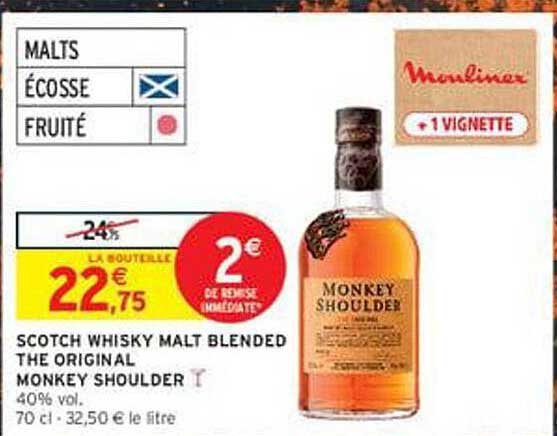 SCOTCH WHISKY MALT BLENDED THE ORIGINAL MONKEY SHOULDER