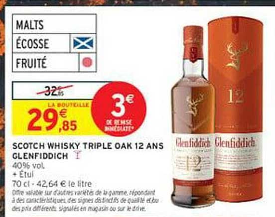 SCOTCH WHISKY TRIPLE OAK 12 ANS GLENFIDDICH