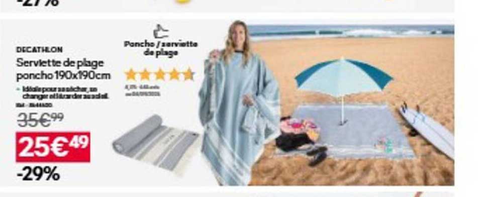 Serviette de plage poncho 190x190 cm