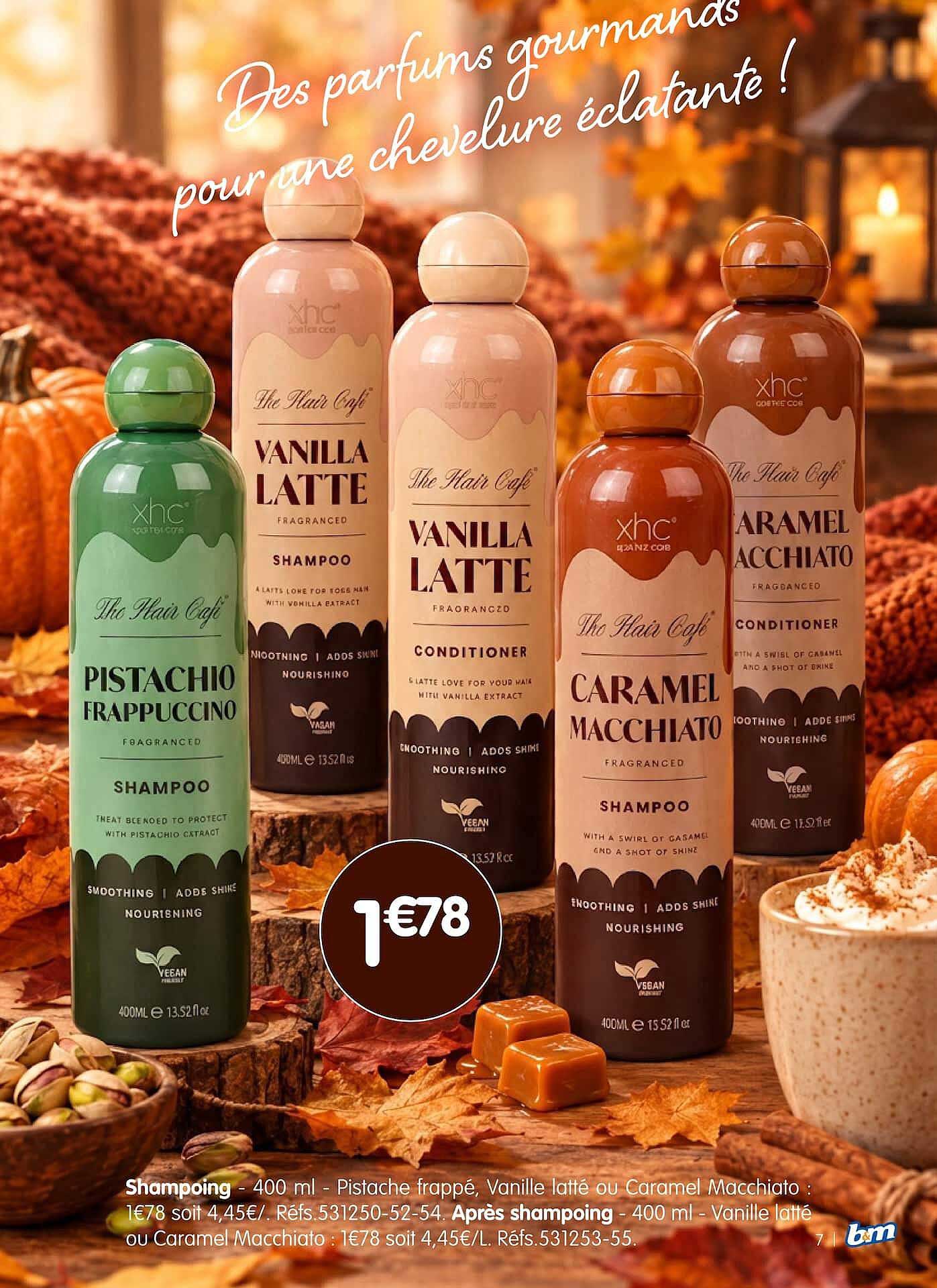 Shampoing - 400 ml - Pistache frappé, Vanille latte ou Caramel Macchiato