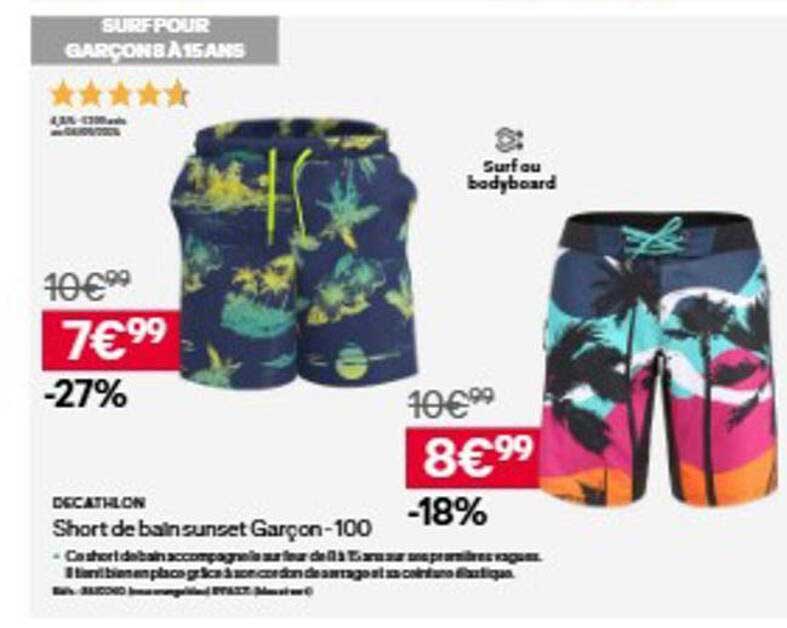 SHORT DE BAIN SUNSET GARÇON -100
