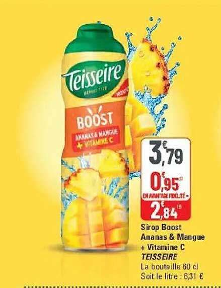 Sirop Boost Ananas & Mangue + Vitamine C TEISSEIRE
