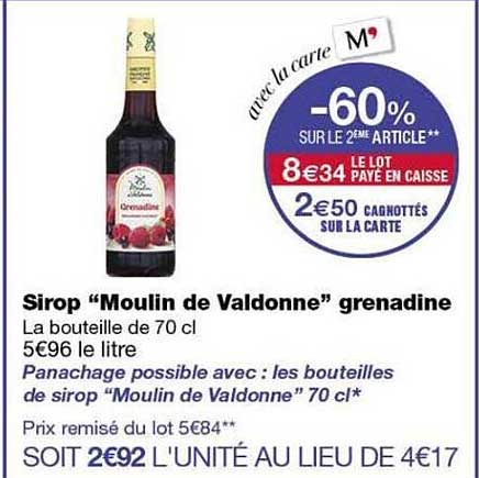 Sirop “Moulin de Valdonne” grenadine