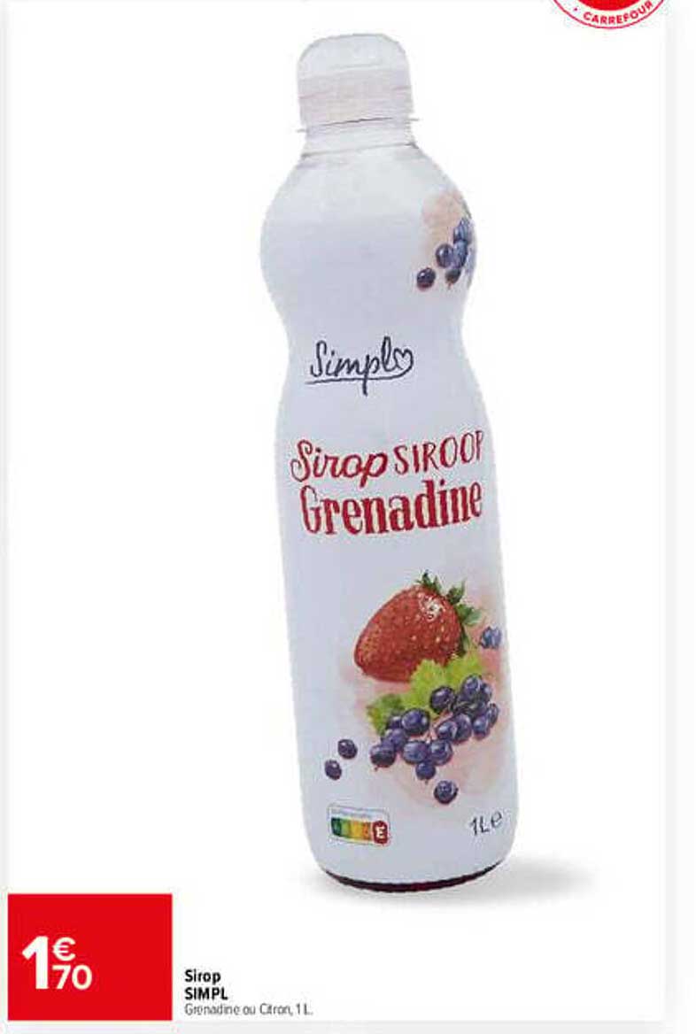 Sirop SIMPL Grenadine ou Caron, 1L