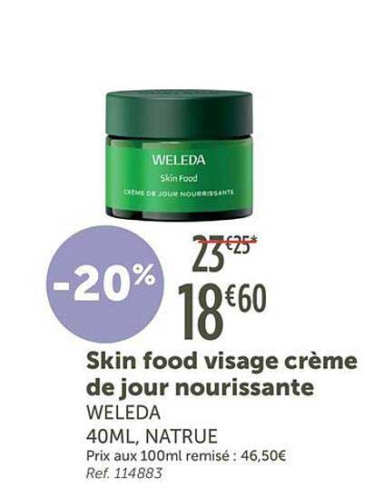 Skin food visage crème de jour nourrissante WELEDA 40ML, NATRUE