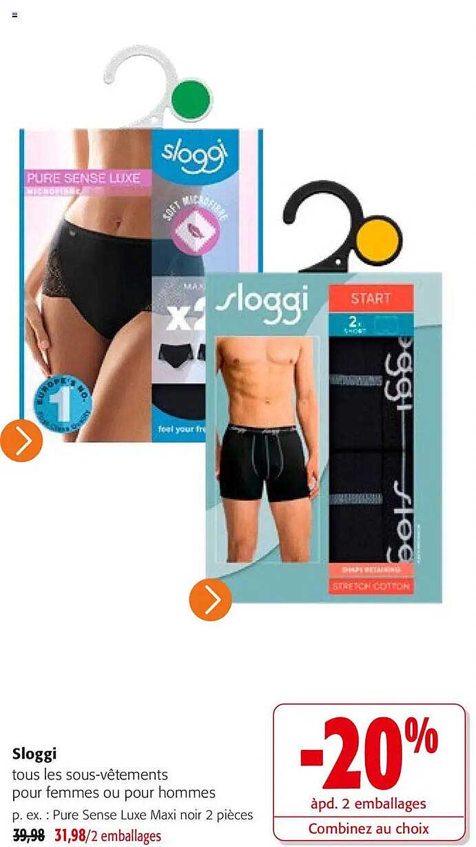 Sloggi tous les sous-vêtements pour femmes ou pour hommes