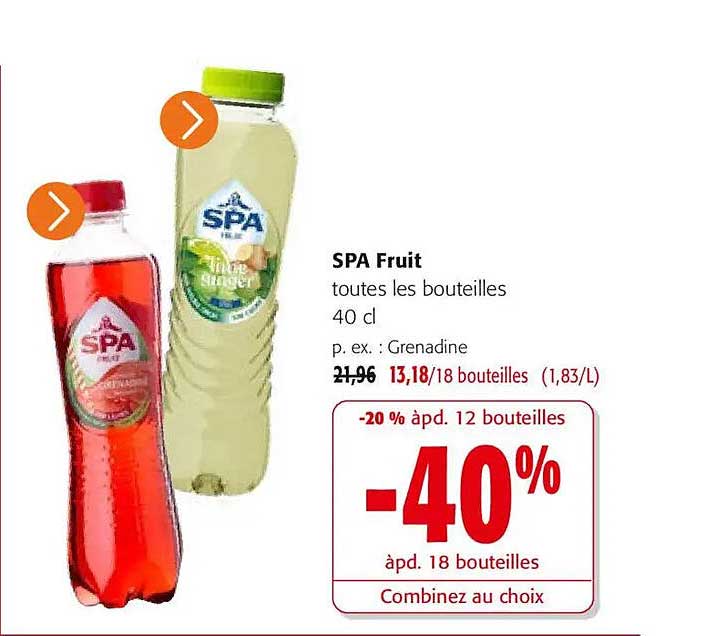 SPA Fruit
toutes les bouteilles
40 cl
p. ex. : Grenadine