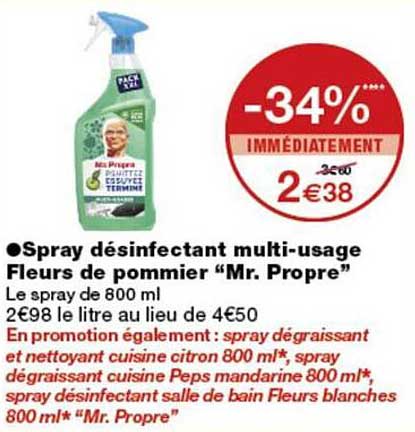 Spray désinfectant multi-usage Fleurs de pommier “Mr. Propre”