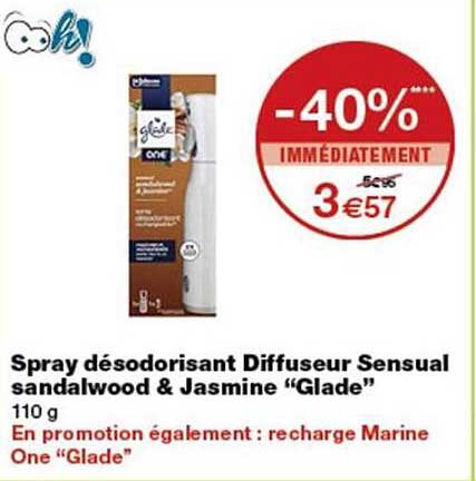 Spray désodorisant Diffuseur Sensual sandalwood & Jasmine “Glade”