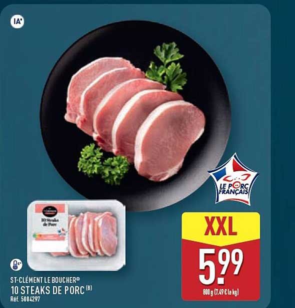 ST-CLÉMENT LE BOUCHER® 10 STEAKS DE PORC (B)