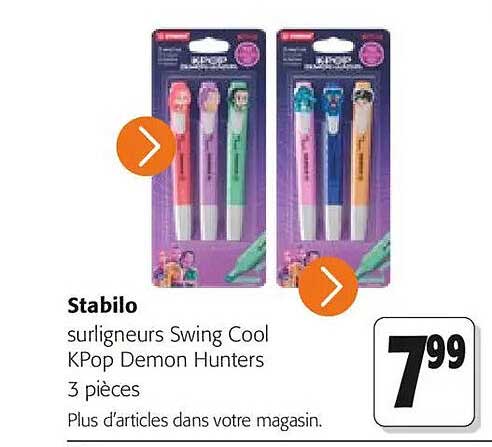 Stabilo surligneurs Swing Cool KPop Demon Hunters 3 pièces