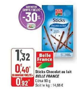 Sticks Chocolat au lait BELLE FRANCE