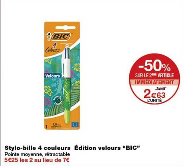 Stylo-bille 4 couleurs Édition velours “BIC”