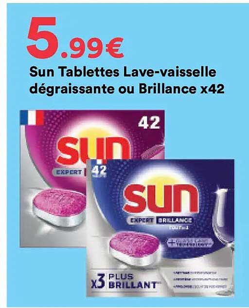 Sun Tablettes Lave-vaisselle dégraissante ou Brillance x42