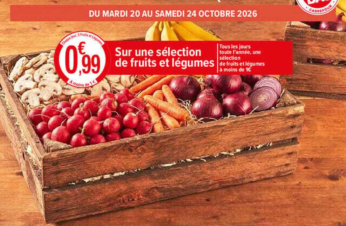 Sur une sélection de fruits et légumes