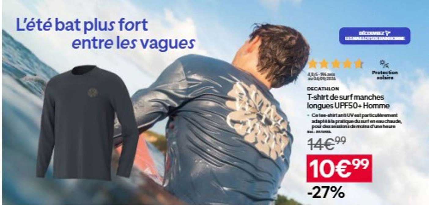 T-shirt de surf manches longues UPF50+ Homme