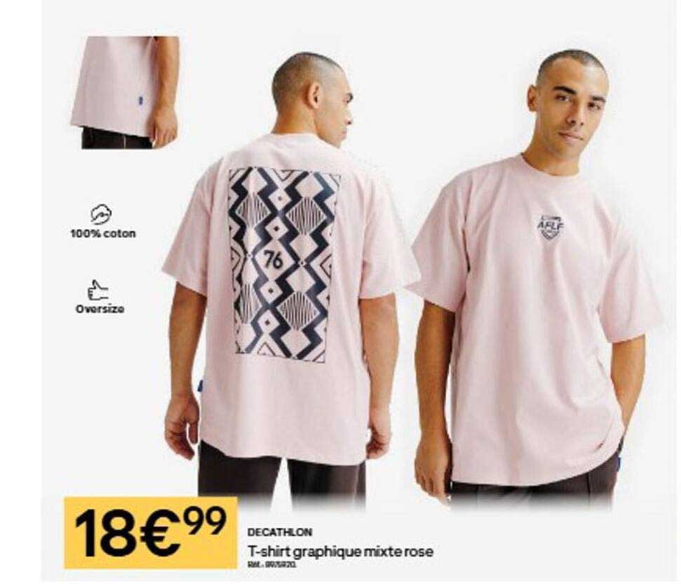 T-shirt graphique mixte rose