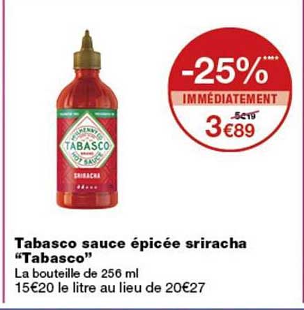 Tabasco sauce épicée sriracha "Tabasco"