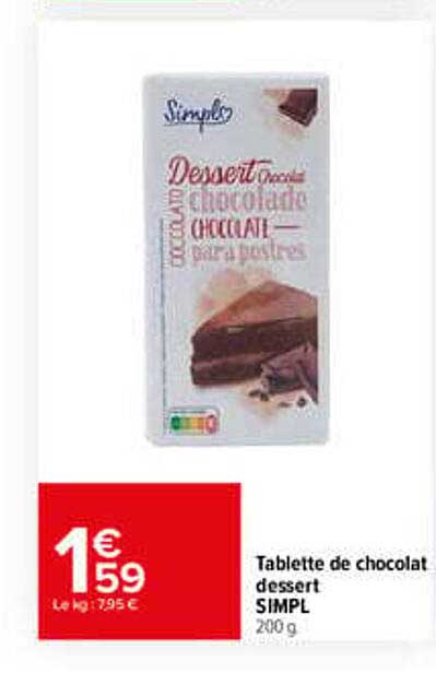 Tablette de chocolat dessert SIMPL 200 g