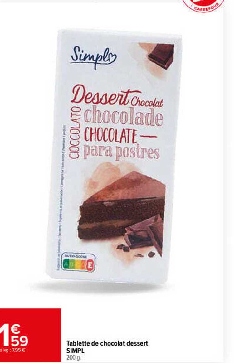 Tablette de chocolat dessert SIMPL