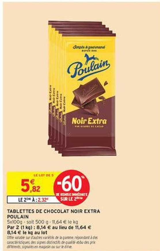 TABLETTES DE CHOCOLAT NOIR EXTRA POULAIN