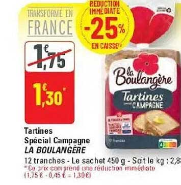 Tartines Spécial Campagne LA BOULANGERE