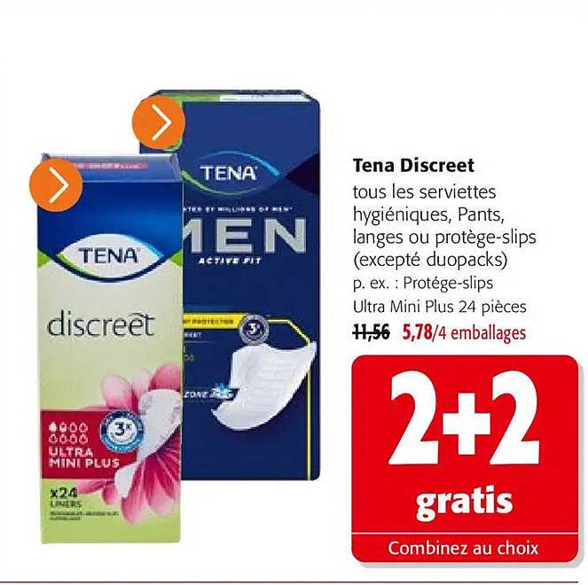 Tena Discreet tous les serviettes hygiéniques, Pants, langes ou protège-slips (excepté duopacks) p. ex. : Protège-slips Ultra Mini Plus 24 pièces