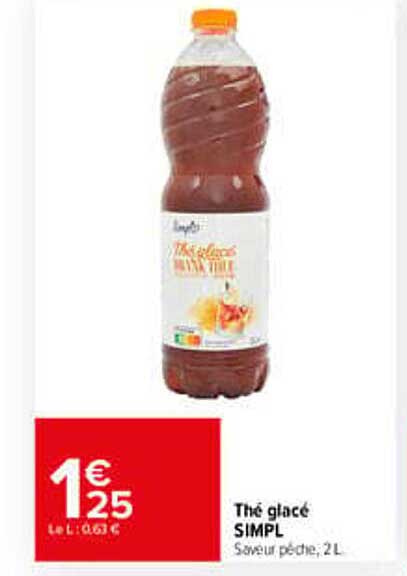 Thé glacé SIMPL Saveur pêche, 2 L