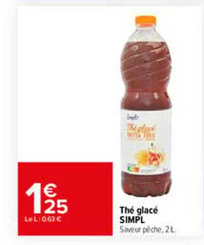 Thé glacé SIMPL Saveur pêche, 2L